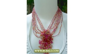 Mix Beading Chockers Necklaces Fashion with Pink Stones